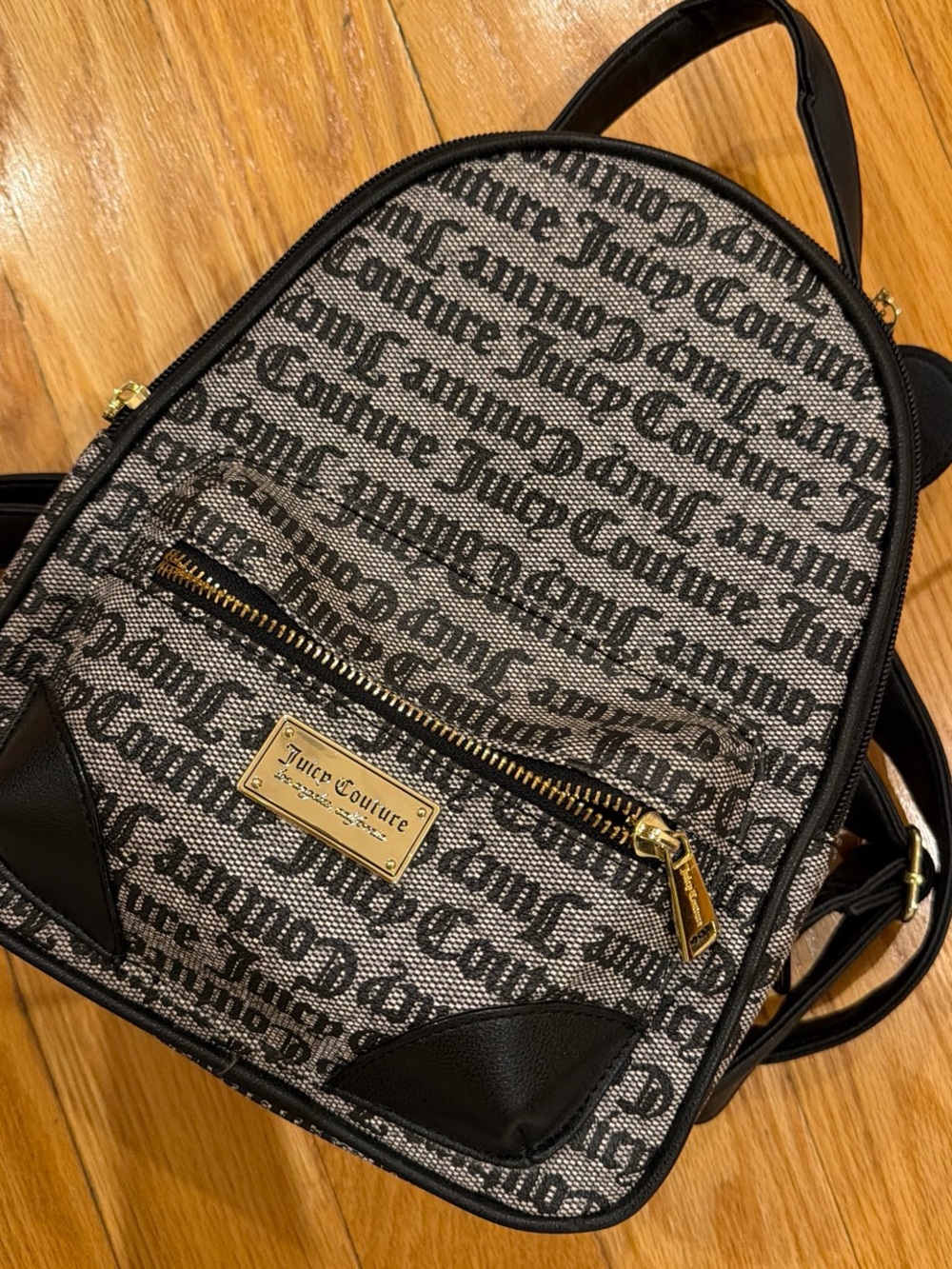Juicy Couture Black and Cream Logo Backpack